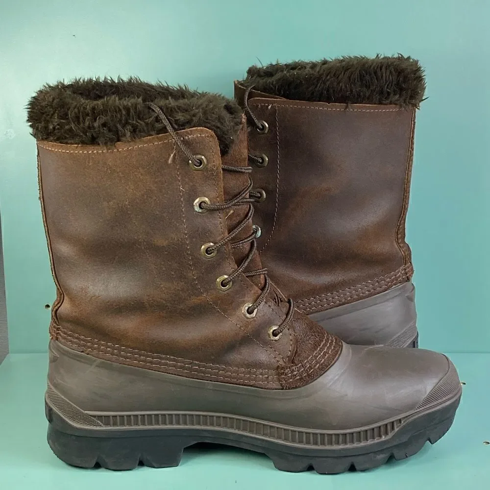 Sorel  VTG Kaufman Manitou Boots shoes Brown Rubber Leather Size 10 Mens